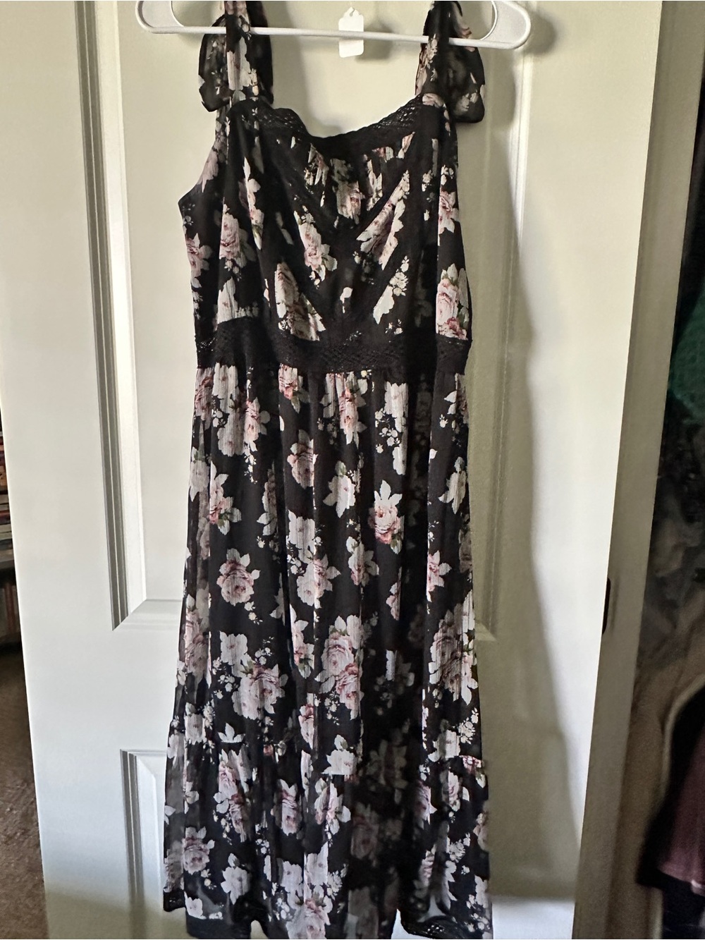 Abercrombie & Fitch Black Maxi Dress with Pink Floral Print